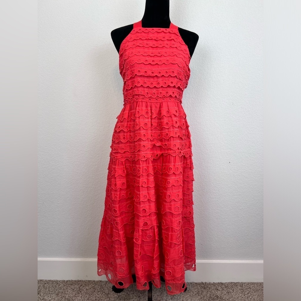 NWT: Anthropologie Maeve Eyelet Halter Midi Reas Size 6